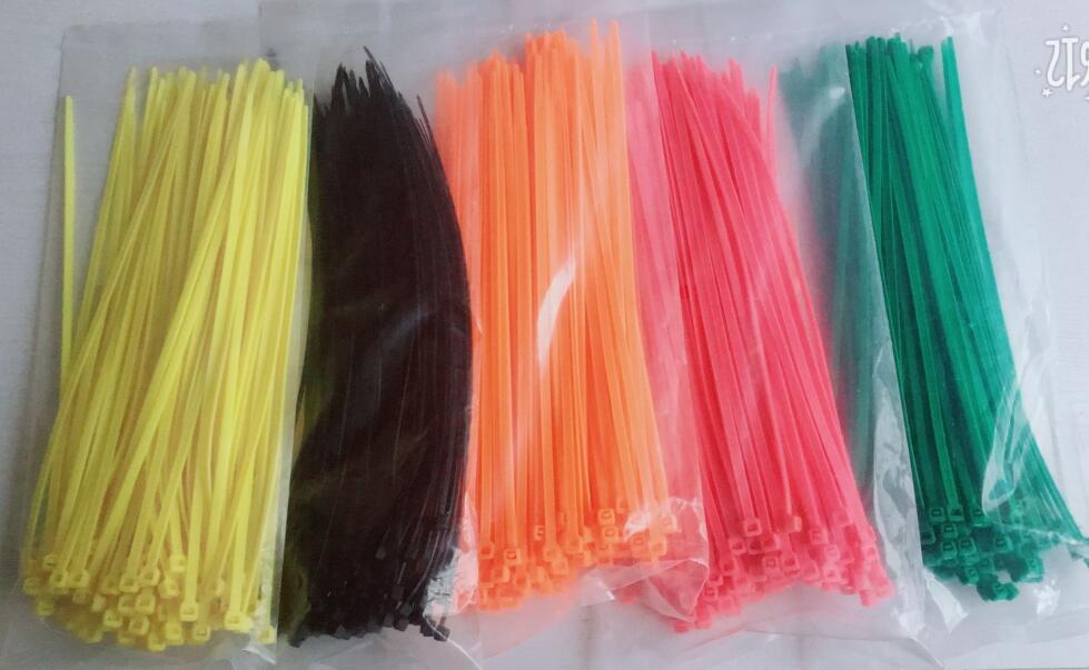100pcs 5*200/250/300/350mm Fixed plastic strapping self-locking color nylon cable tie belt Strapping Straps For Wires