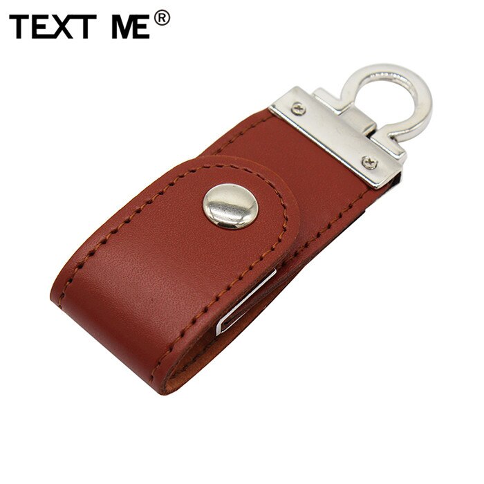 TEKST ME pendrive bruin zwart leer met sleutelhanger 4GB 8GB 16GB 32GB 64GB stijl usb flash drive usb 2.0 usb stick