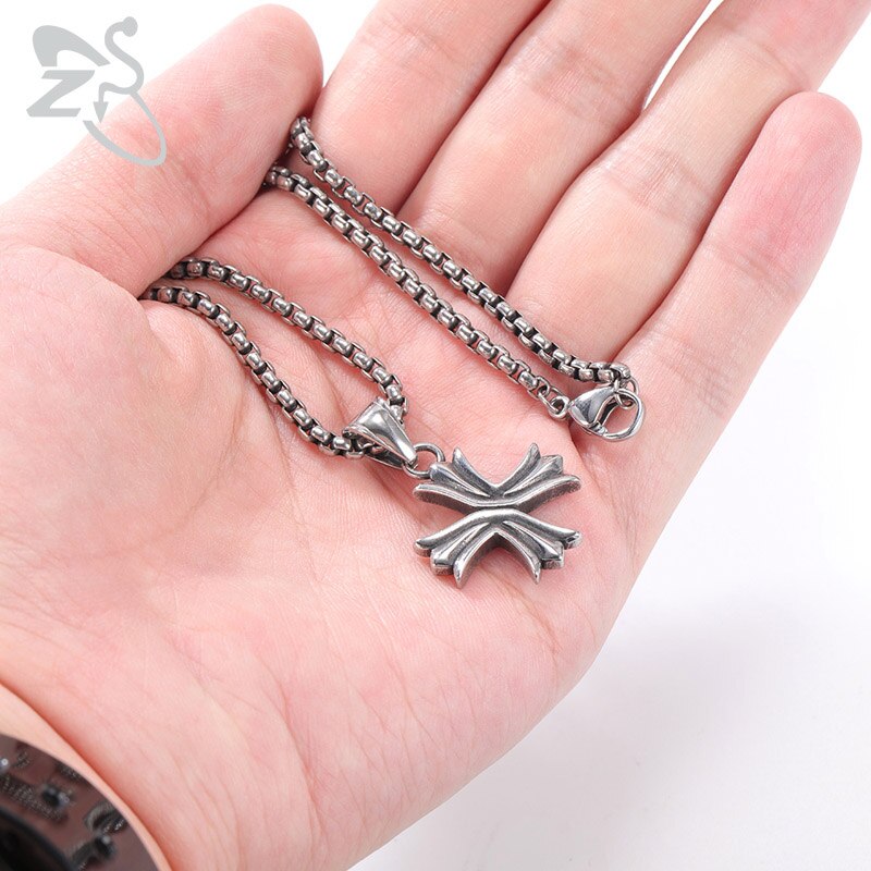 ZS – collier avec pendentif croix Punk pour hommes, en acier inoxydable, bijoux gothiques, Rock Roll, 316L