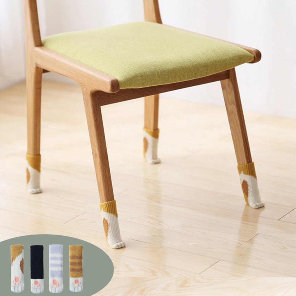 4 pièces chaussons de chaise manchon chaises tricotées jambes couverture pattes de chat chaises de protection jambe chaussettes Table étage antidérapant protecteur