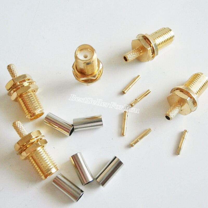 10 Uds. Conector hembra SMA tuerca engarzado de mamparo para RG174 RG316 RG179 Cable RF