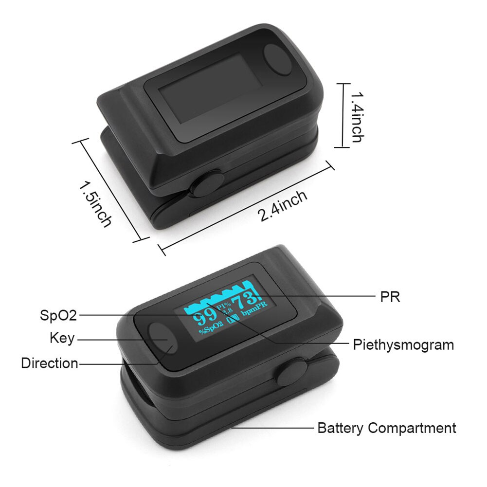 Portable Fingertip Pulse Oximeter Digital Finger Pulse Oxygen Saturation Monitor OLED Pulsioximetro SPO2 Blood Heart Rate Meter: White