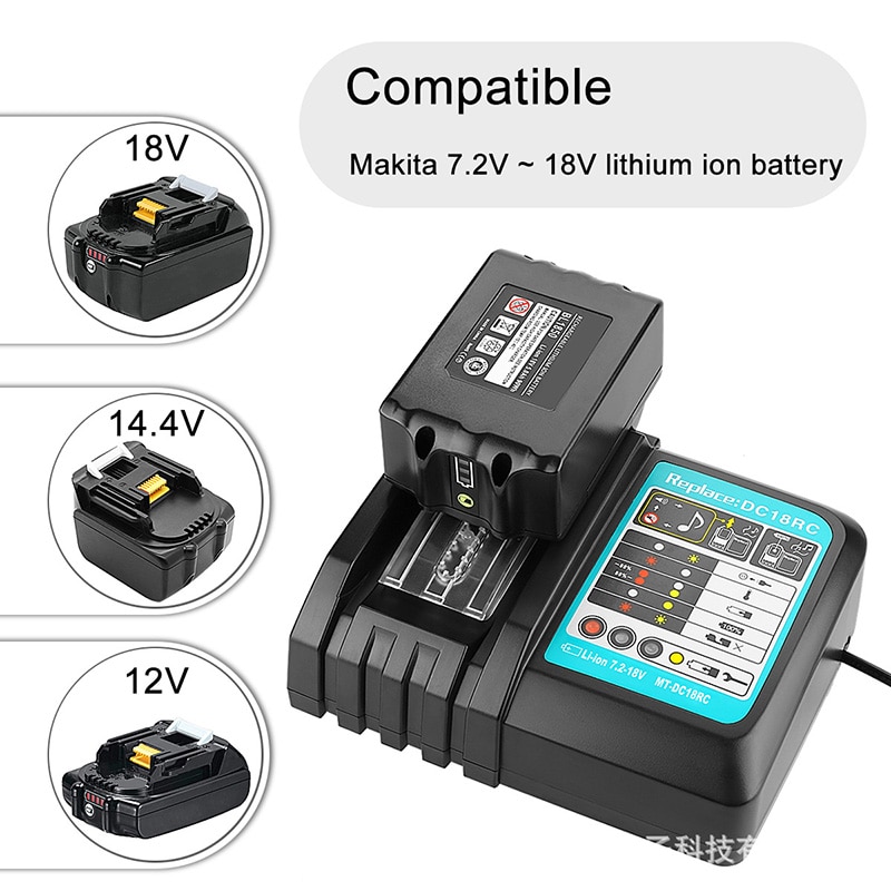 Li-ion Battery Charger 3A/1A - for Makita 14.4V 18V BL1830 BL1430 DC18RC - Fast Charging Electric Tool Charger