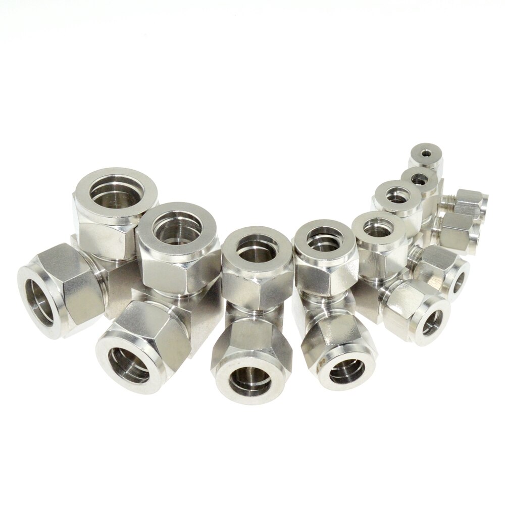Stainless Steel 304 Compressor Double Ferrule Connector 6mm 8mm 10mm 12mm 1/4" 1/2" Pipe Tube Coupler Air Compression Fitting