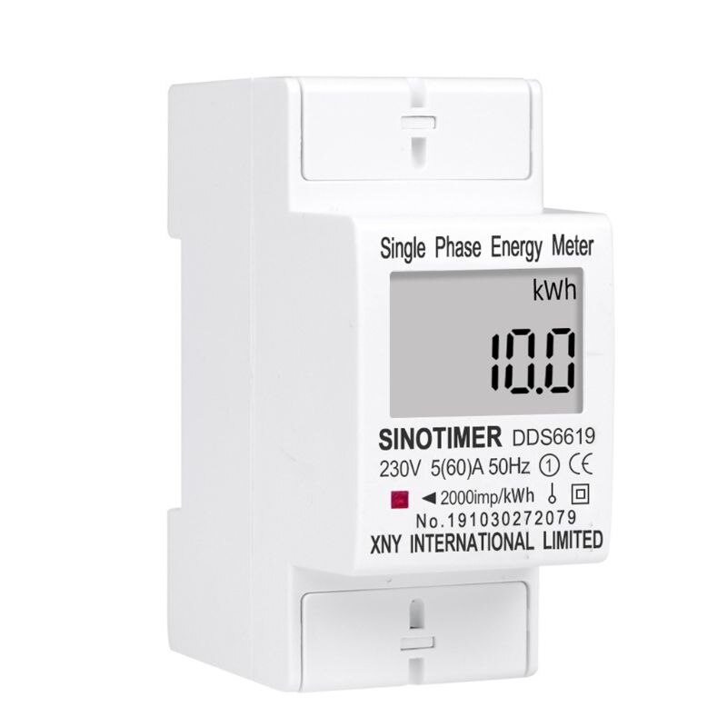 Backlight LCD Digital Din Rail Single Phase Energy Meter Power Consumption kWh Meter Voltage Current Wattmeter Electric AC 220V: without Backlight