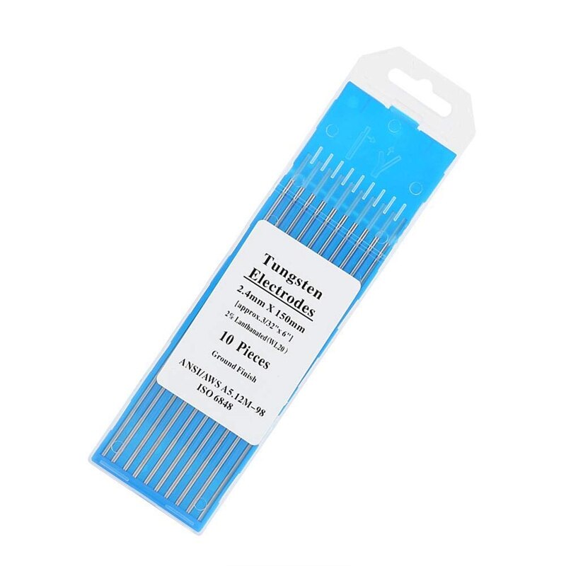 SV-10Pcs WL20 electrodo de tungsteno Tig varilla 2.0% Lanthanated para máquina de soldadura herramienta de soldadura (2.4mm150mm)