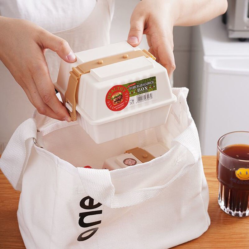 Sandwich Box Lunch Boxes Portable Bento Box Food Hamburger Containers Storage Organizer Kitchen Accessories Japanese Square PP