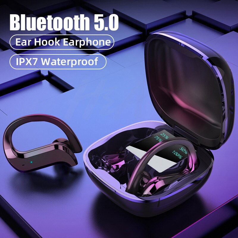 Tws Draadloze Bluetooth Oortelefoon Oorhaak Sport Waterdichte Draadloze Hoofdtelefoon Touch Control Hoofdtelefoon Oordopjes Headsets Met Microfoon