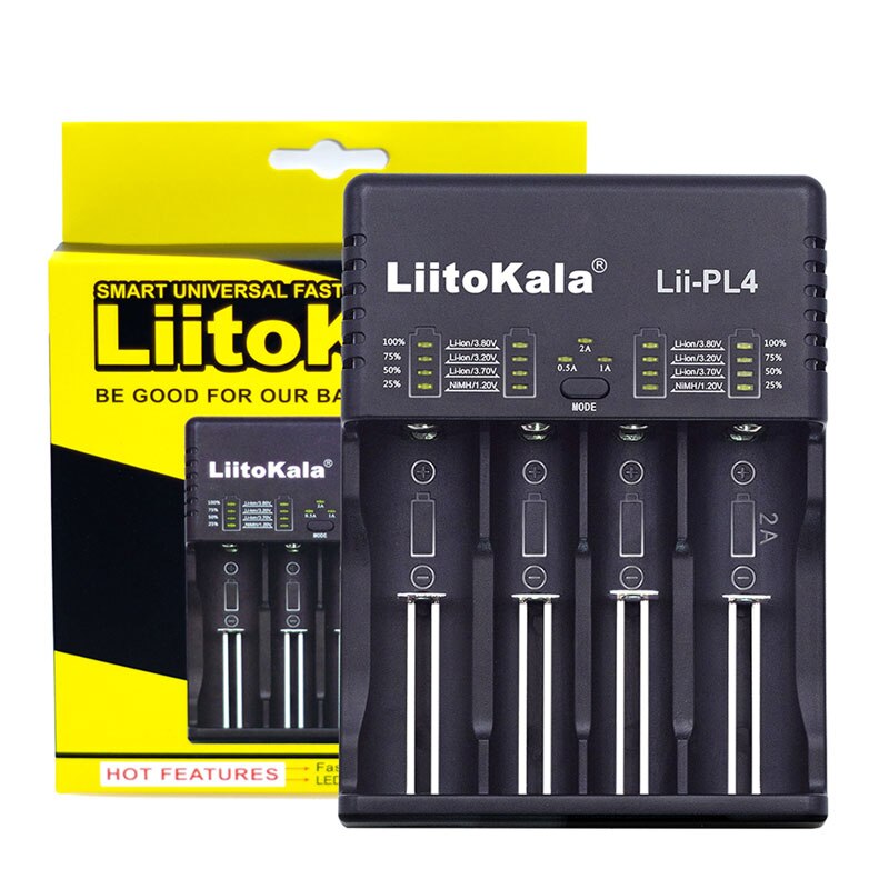 Liitokala lii -500 pd4 pl4 402 202 s1 s2 batterilader til 18650 26650 21700 aa aaa 3.7v/3.2v/1.2v litium nimh batteri: Lii -pl4 lader