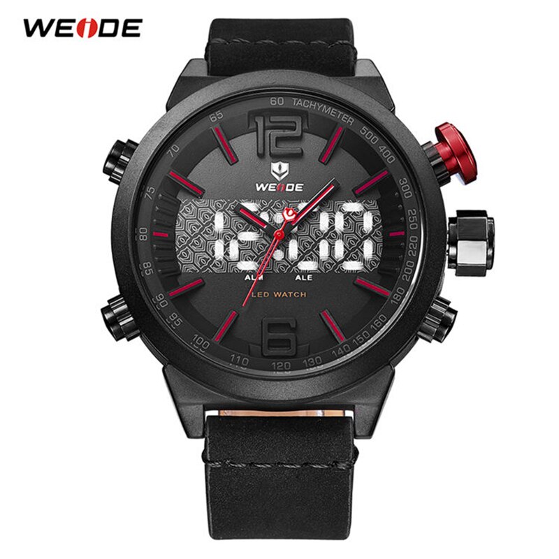 WEIDE Men Watch Relogio Masculino Digital Auto Date Alarm Back Light Watch Quartz Multiple Time Zone Wristwatches Men's Watches