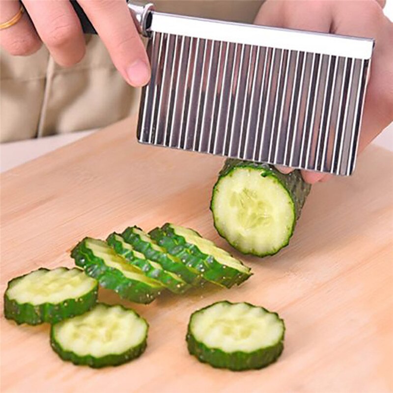 Stainless Steel Potato Wavy Edged Knife Gadget Vegetable Fruit Potato Cutter Peeler Cooking Tools Kitchen Knives Accessories