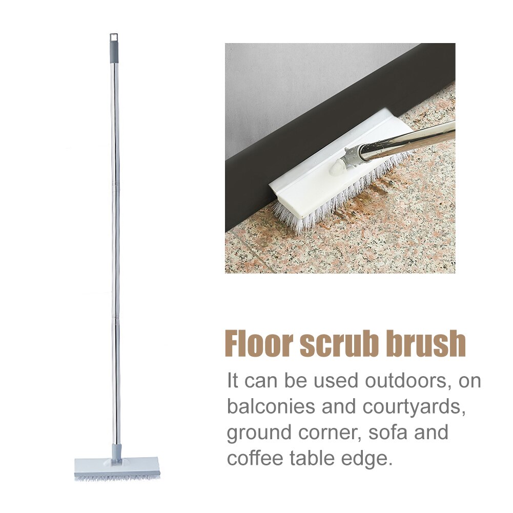 Adjustable Length Bathroom Dust Scraper Scrub Brush Carpet Floor Cleaning Swimming Pool Long Handle Push Broom Stiff Bristles