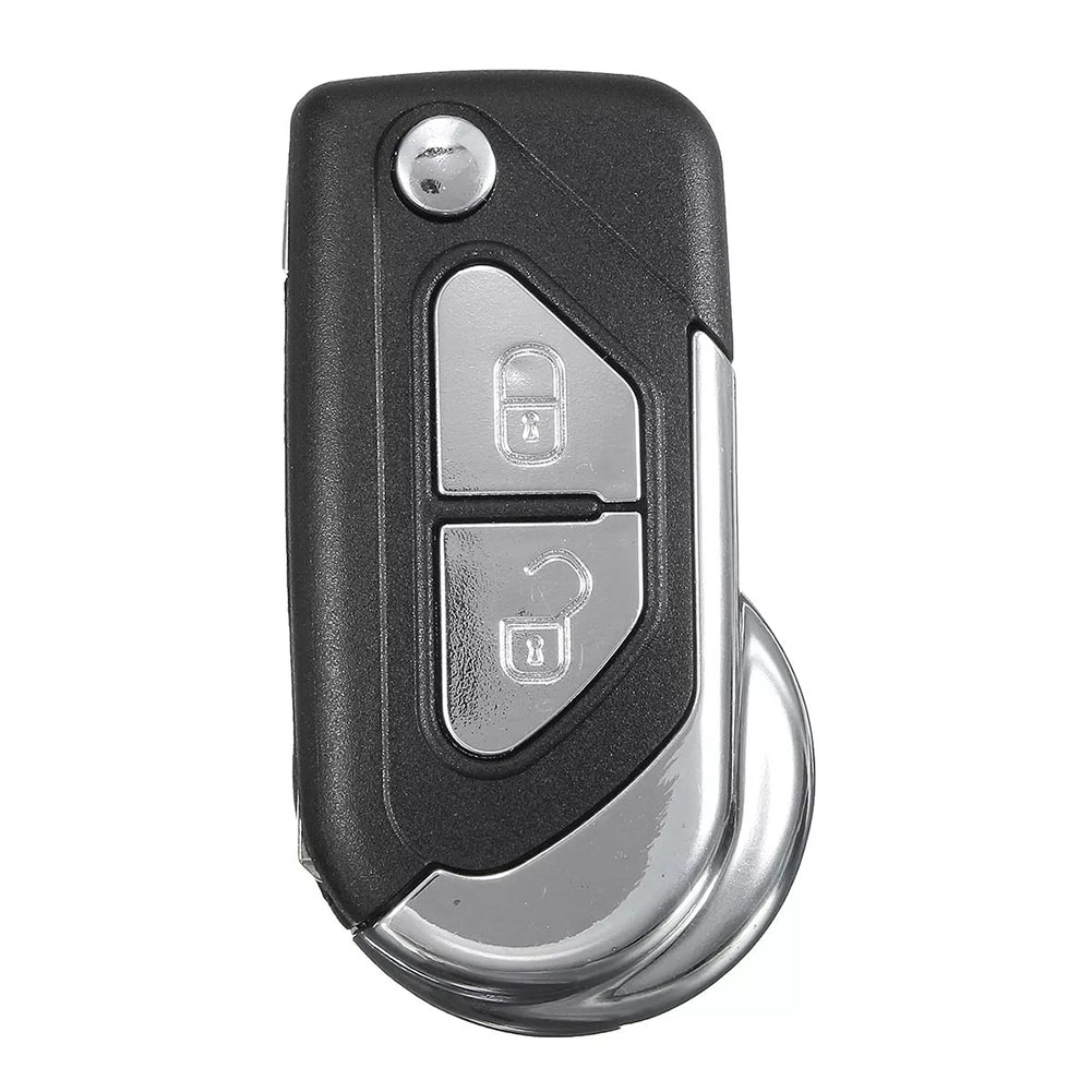 2 Knoppen Plating Afstandsbediening Sleutelhanger Case Shell W/Ongesneden Blade Flip Voor Peugeot Citroen DS3 Autosleutel Bescherming cover