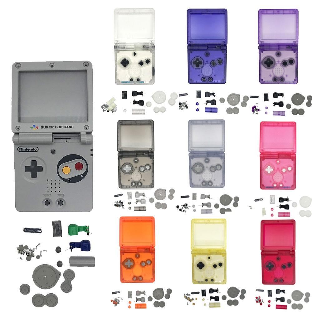 Clear Color Shell for GBA SP Shell For Gameboy Advance SP Console Shell Transparent Case With Buttons and Conductive pads