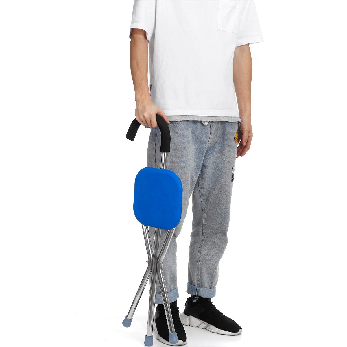 Bastón de viaje para exteriores plegable para sillas, taburete portátil, trípode, ayuda a la movilidad de personas mayores, 90KG