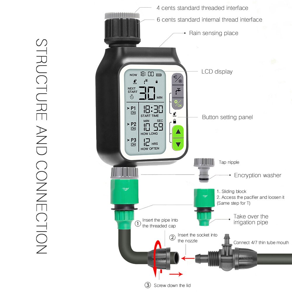 Automatic Water Timer Irrigation Controller System Sprinkler Controller With Rain Sensor Irrigation Device Irrigation Timer