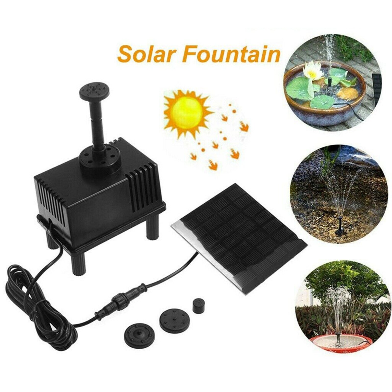 Zonne Fonteinpomp 12V 6W - Solar Waterpomp Voor Vogelbad, Vijver En Tuin Met Diverse Sproeiers