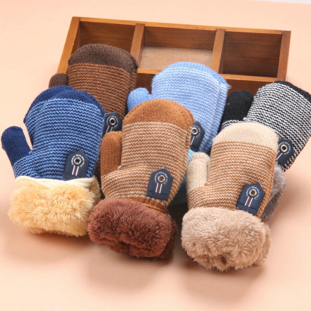 Guantes de punto de invierno para bebés, niños y niñas de 0 a 3 años, Guantes con dedos completos de cuerda cálida, accesorios para recién nacidos