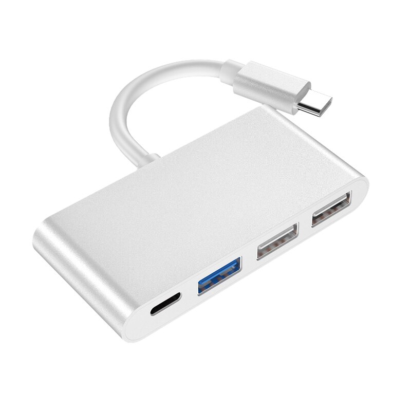 High speed HUB Type-C 4 In 1 USB2.0 With PD Fast Charging Data Transmission: Silver