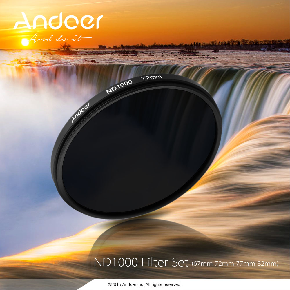 Andoer 77mm ND1000 10 Stop Fader Neutral Density Filter voor Nikon Canon DSLR Camera