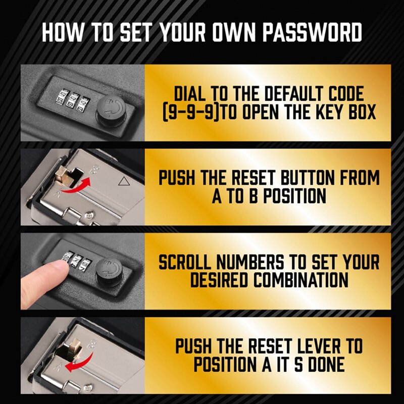 HORUSDY Lock Box For Valuables,Portable Security Case Lock Box Safes Portable Lock Box With Combination Lock