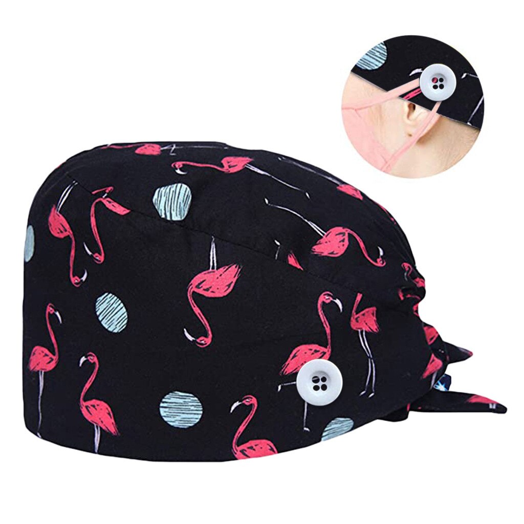 1PCS Casual Printed Button Work Hat Casual Unisex Outdoors Cap Solid Print Work Hat Scrub Cap Bucket Hat Cotton Cap