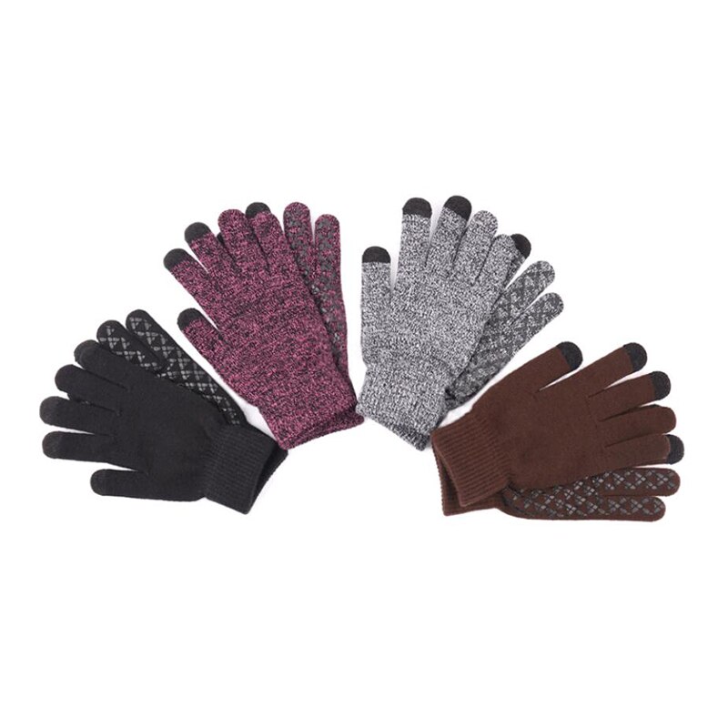 Winter Men Knitted Gloves Touch Screen Male Mitten Thicken Warm Solid Men Business Gloves Autumn