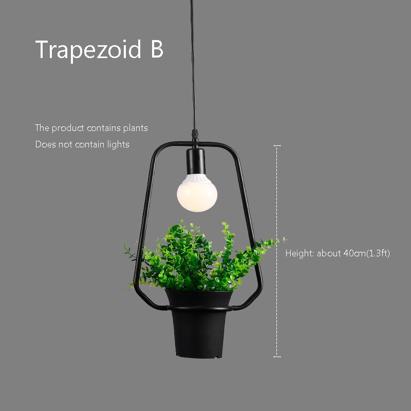 Aqumotic bondehus hængende lysekroneholder 1 stk grøn plante lampeskærm kunst metallisk lampeskærm moderne lysekrone: Trapesformet b