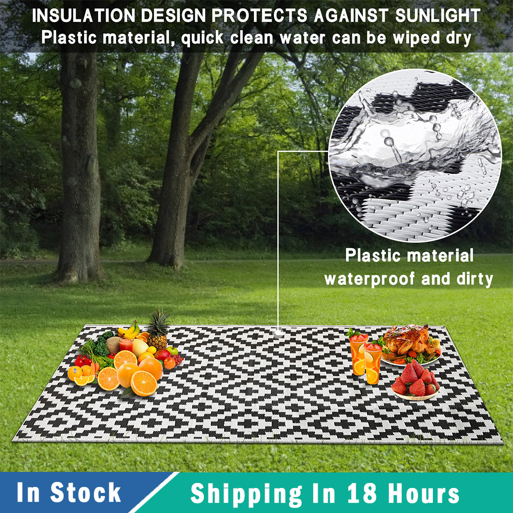 Outdoor Camping Mat Terrace Garden Beach Picnic Floor Mats Geometric Fold Double-sided Mat Living Room Decoration Home Rug D3