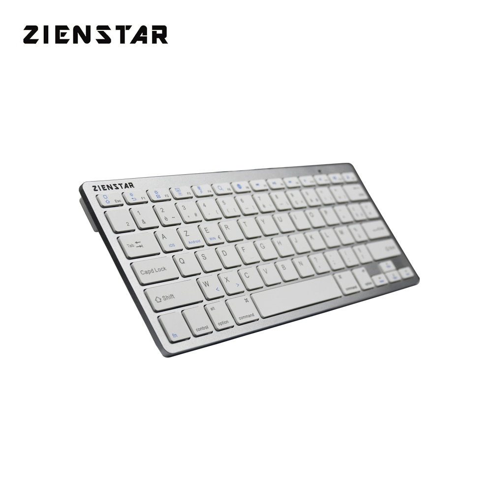Zienstar AZERTY French Language Ultra slim Wireless Keyboard Bluetooth 3.0 for Ipad Iphone Macbook PC Computer Android Tablet
