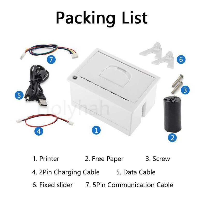 204 mini embedded printer thermal ESC POS receipt parallel panel printer USB TTL RS232 Kiosk Printer 58mm Barcode Arduino