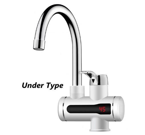 Instant Tankless Electric Water Heater Faucet Kitchen Instant Heating Tap Water Heater with LED Temperature Display: white