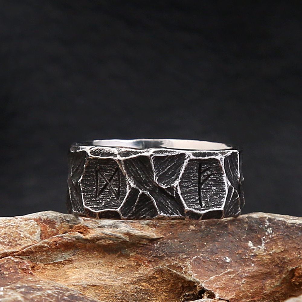 Bagues Rune Viking nordique Vintage en acier inoxydable pour hommes et femmes, Punk motard Couple amulette, bijoux , directe