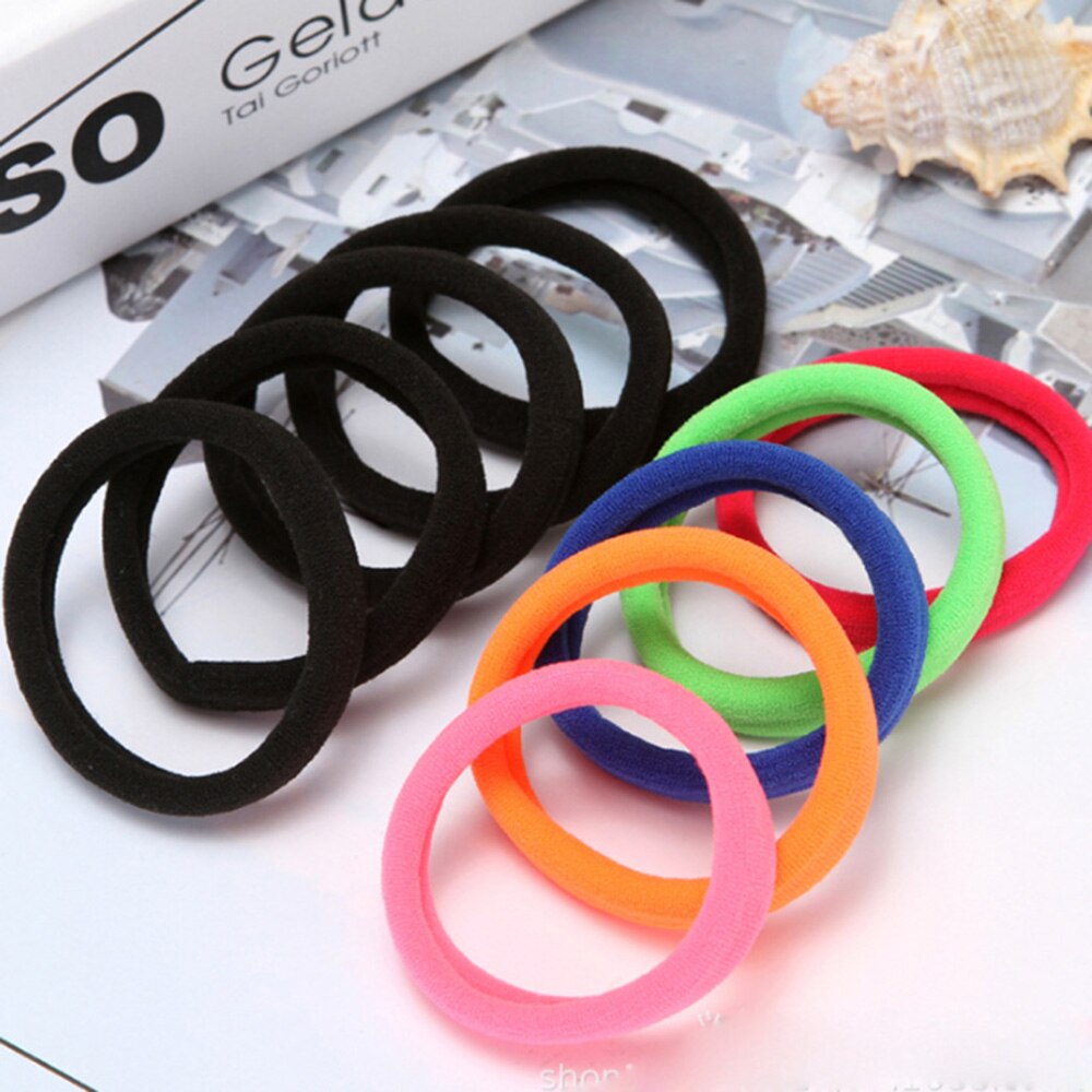 Gomas elásticas para el pelo para niña, accesorios coloridos fluorescentes negros para el cabello, coleteros de goma, soporte, 50 Uds.