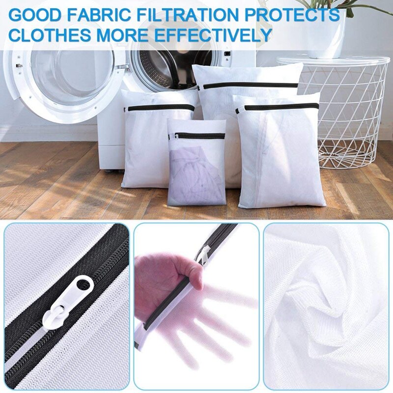 Laundry nets, 8 pcs. Laundry bag Premium laundry bag Set with zipper Cooking proof Washing bag for laundry Washing machine Laund