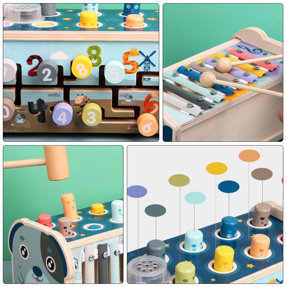 1 einstellen Hund Schlag-a-Maulwurf Spiel Spielzeug Klopfen Klavier Spielzeug Ohne Batterie Himmel-blau