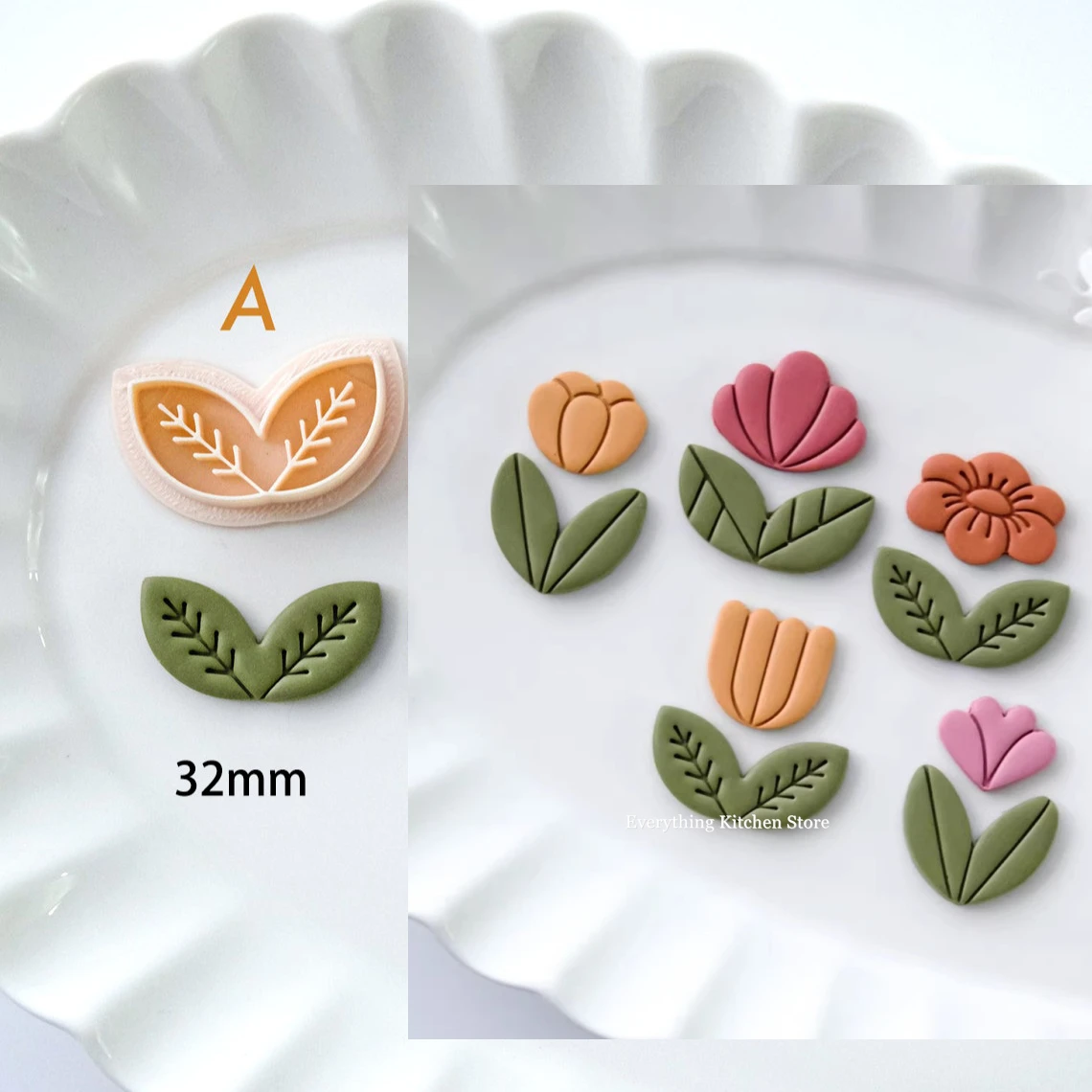 Cortador de arcilla polimérica con forma de Margarita y tulipán, herramientas de corte para modelado de joyería, pendientes de cerámica suave, broche de arcilla, hojas de flores, bricolaje: plum