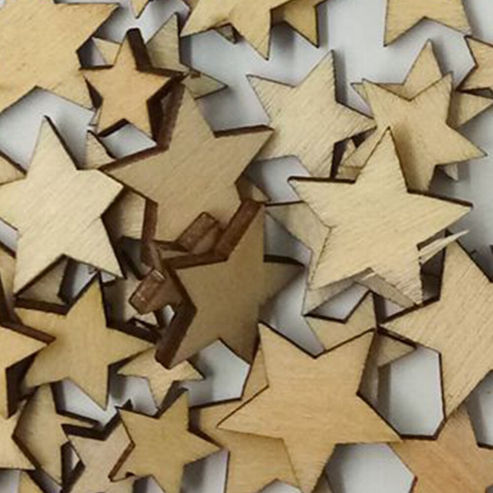Size Mixing Ornaments Light Weight DIY Crafts Supplies Decorative Buttons Scrapbooking Handmade Embellishments Wooden Stars
