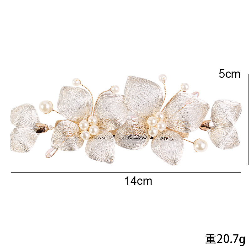 Koperen Draden Tiara Bruiloft Kroon Bloem Bruids Haar Stuk Kam Handgemaakte Vrouwen Prom Haarband Accessoires