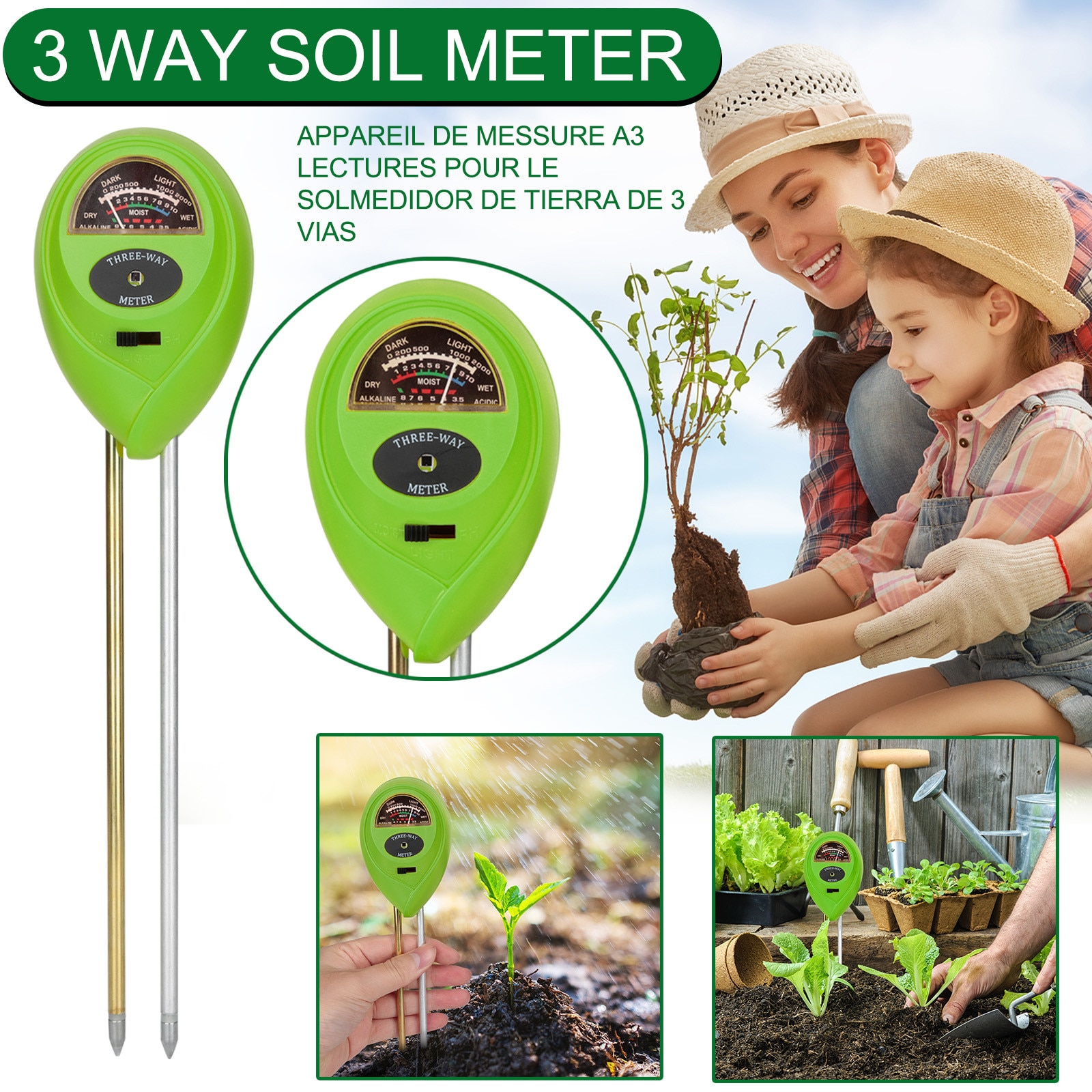 Bodem Water Vocht Ph Meter Zuurgraad Vochtigheid Zonlicht Licht Ph Test Tuin Planten Bloemen Vochtige Tester Testen Instrument