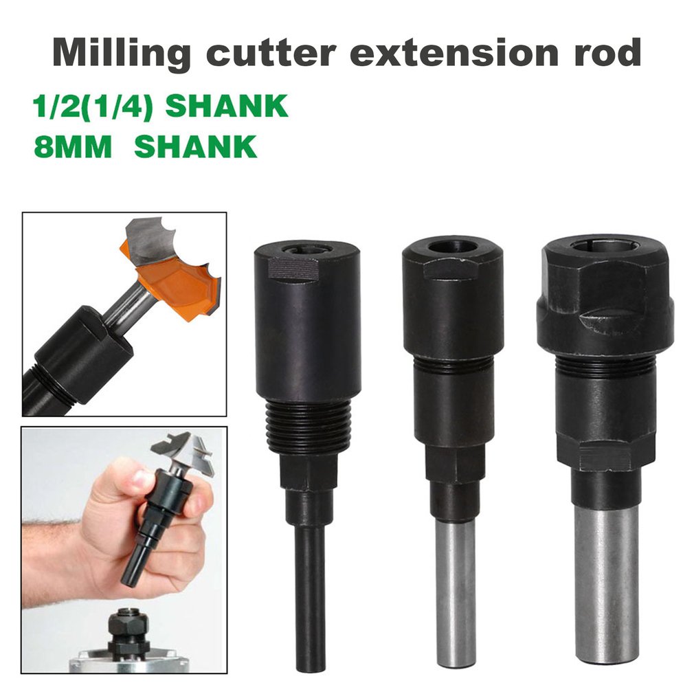 1/4" 8mm Shank Router Bit Extension Rod Collect Engraving Machine Extension Milling Cutter Extension Rod for Wood
