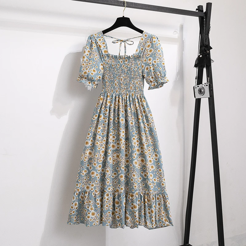 Spring Summer Chiffon Dresses Female Elastic Waist... – Grandado