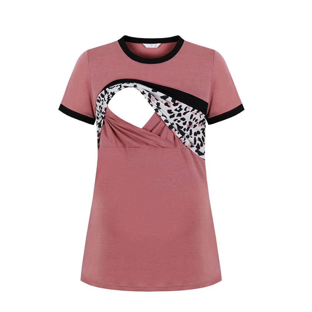 Nuova estate gravidanza vestiti delle donne di maternità manica corta Leopard Layer infermieristica T-shirt Top per allattamento Женская Одежда: L