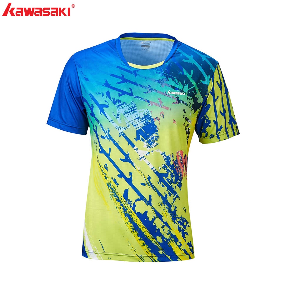 Camiseta de Bádminton de Kawasaki, ropa a juego familiar, camiseta azul con estampado para padres e hijos, ST-R1229L de manga corta