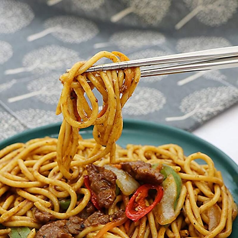 Stainless Steel Chopsticks Set Chinese Metal Non-slip Steel Chopstick Kit Portable Reusable Food Sushi Sticks Home Kitchen Tools