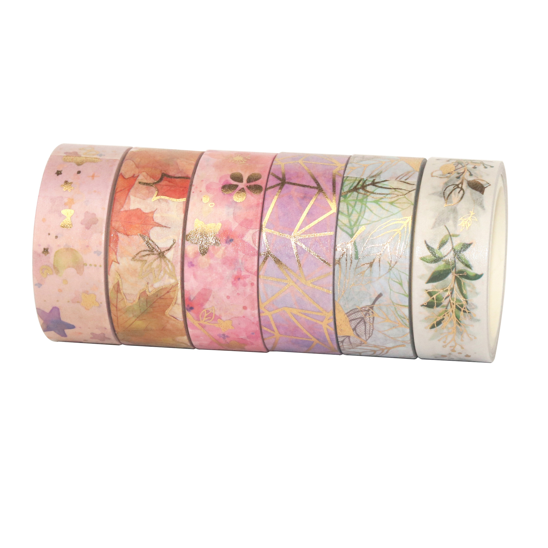 6 ruller/sæt blomsterfolie washi tape blomsterdekorativ tape scrapbog fotoalbum skoleværktøj kawaii scrapbog papir sæt