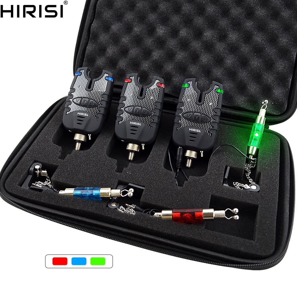 3 Carp Fishing Bite Alarm and Swinger Set Water Resistant Blue LED Fishing Swingers Fish Bite Indicator