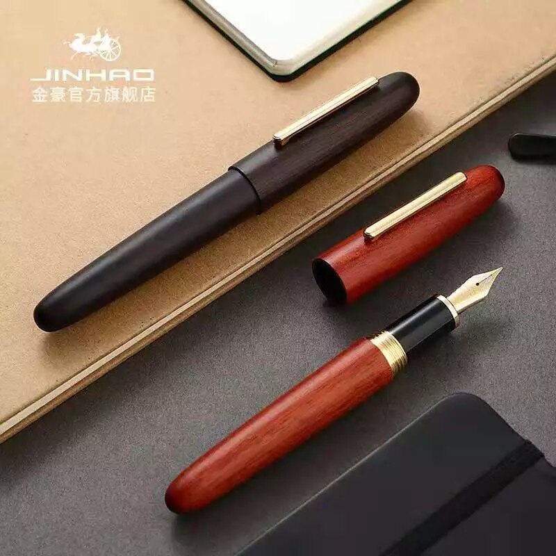 Jinhao 9056 Fountain Pen Wooden Ink Pen Fine Nib Converter Filler Stationery Office school supplies Writing Pens