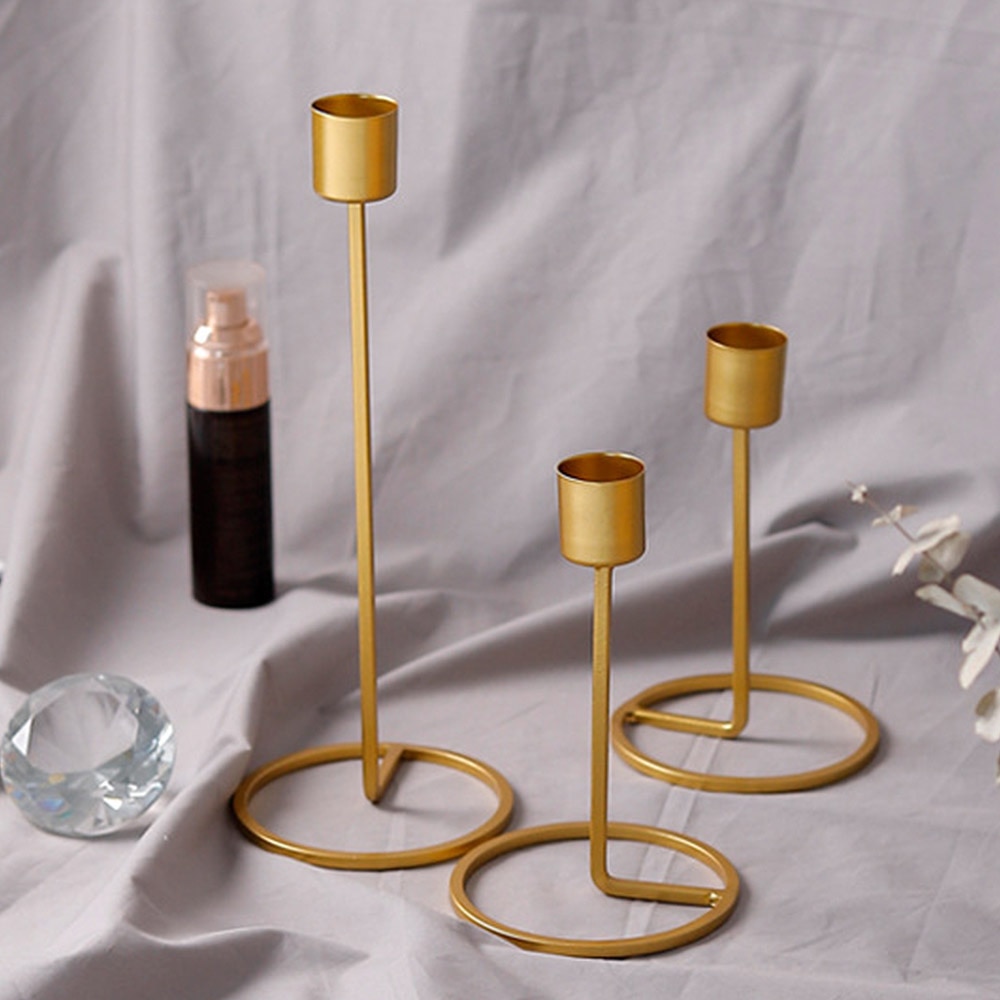 Nordisk stil lysestage guld enkelthoved jern 3d geometrisk lysestage romantisk bordindretning hjem bryllup dekoration