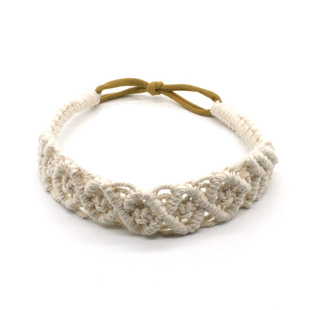 Serre-tête en macramé pour adulte, serre-tête Chic et bohème, accessoires pour cheveux, Turban élastique, couleur unie